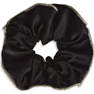 Tasha Crystal Embellished Velvet Scrunchie In Black