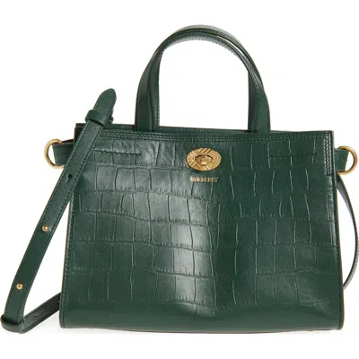 Burberry Mini Cotswolds Croc Embossed Leather Tote In Green