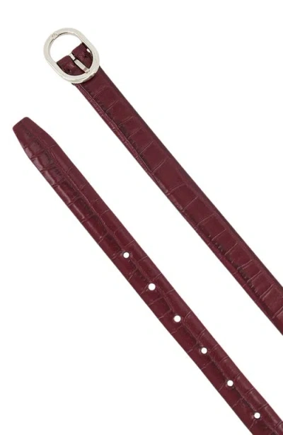 Vince Croc Embossed Leather Belt In Brown