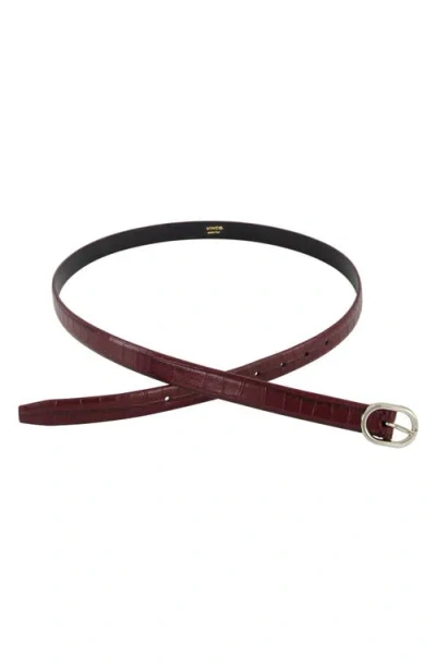 Vince Croc Embossed Leather Belt In Brown