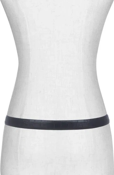 Vince Croc Embossed Leather Belt In Black