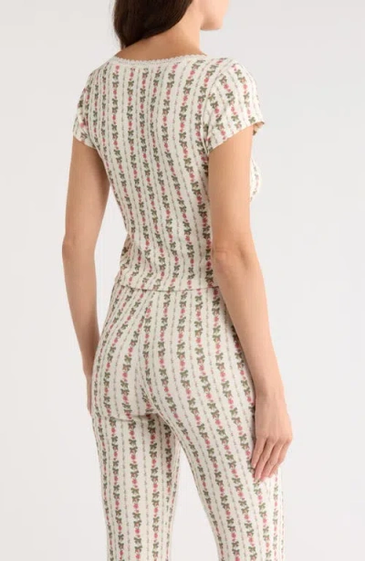 Kilo Brava Print Short Sleeve Pajama Top In White