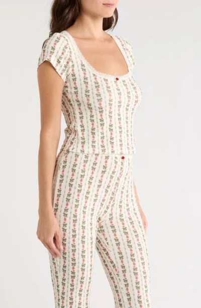 Kilo Brava Print Short Sleeve Pajama Top In White