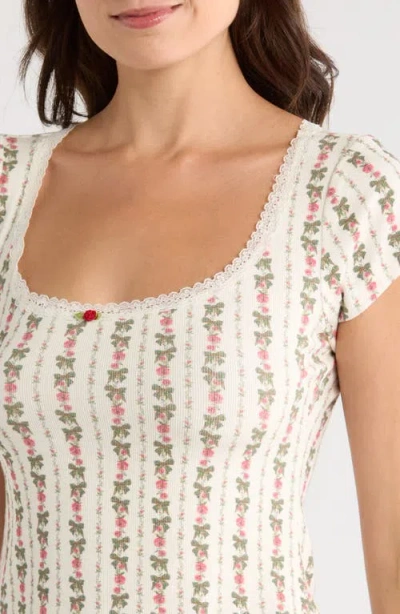 Kilo Brava Print Short Sleeve Pajama Top In White