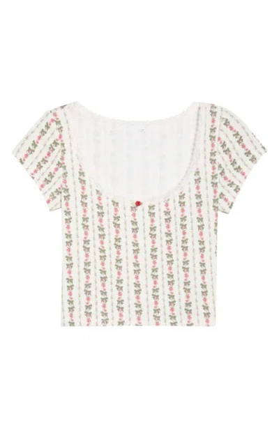 Kilo Brava Print Short Sleeve Pajama Top In White