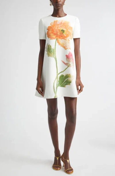 Carolina Herrera Poppy Print Stretch Crepe A-line Minidress In Multi