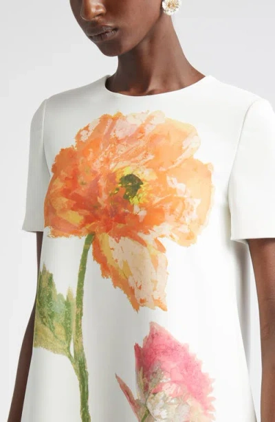 Carolina Herrera Poppy Print Stretch Crepe A-line Minidress In Multi