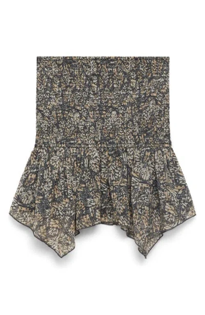 Mango Teen Smocked Handkercheif Hem Miniskirt In Multi