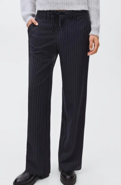 Mango Teen Stripe Drawstring Suit Pants In Blue