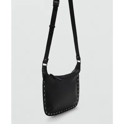 Mango Teen Stud Leather Crossbody Bag In Black
