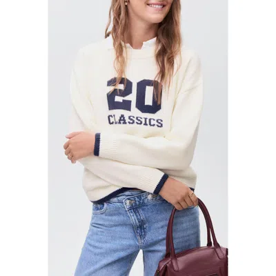 Mango Teen Classics Intarsia Knit Sweater In White