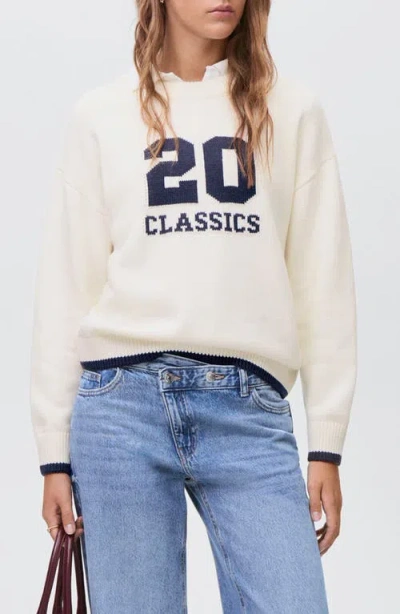 Mango Teen Classics Intarsia Knit Sweater In White