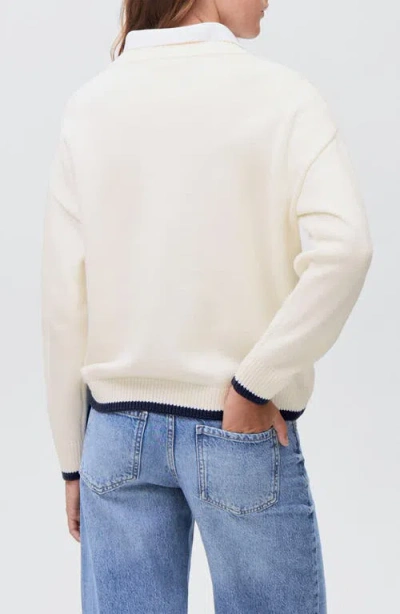 Mango Teen Classics Intarsia Knit Sweater In White