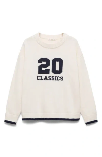 Mango Teen Classics Intarsia Knit Sweater In White
