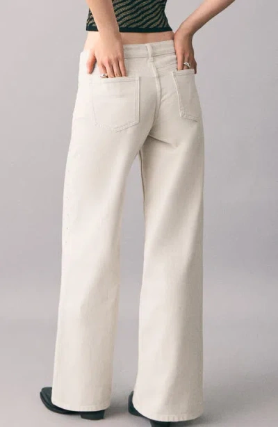 Mango Teen Crystal Embellished Low Rise Wide Leg Jeans In Gray