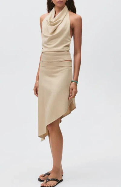 Mango Teen Asymmetric Midi Skirt In Gold