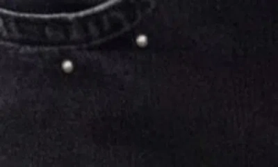 Mango Teen Studded Stretch Cotton Denim Miniskirt In Black