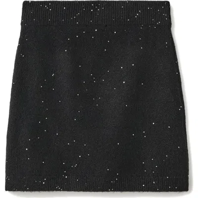 Mango Teen Sequin Knit Skirt In Black