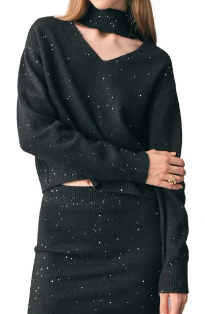 Mango Teen Sequin Knit Skirt In Black