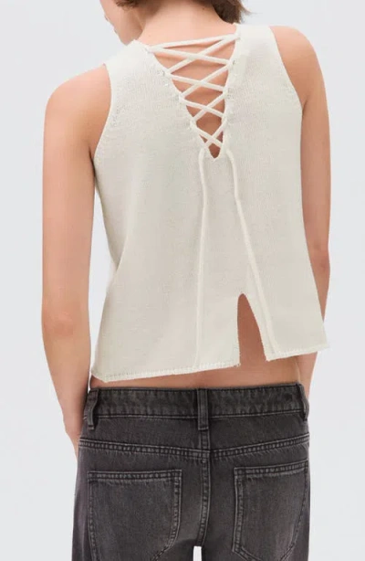 Mango Teen Lace-up Sleeveless Knit Top In White