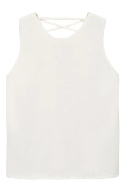 Mango Teen Lace-up Sleeveless Knit Top In White