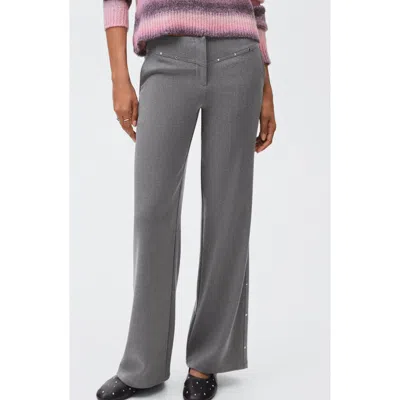 Mango Teen Studded Low Rise Pants In Gray