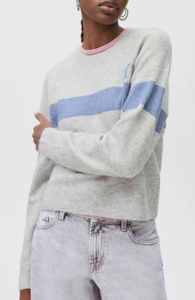 Mango Teen Nyc Intarsia Stripe Sweater In Gray