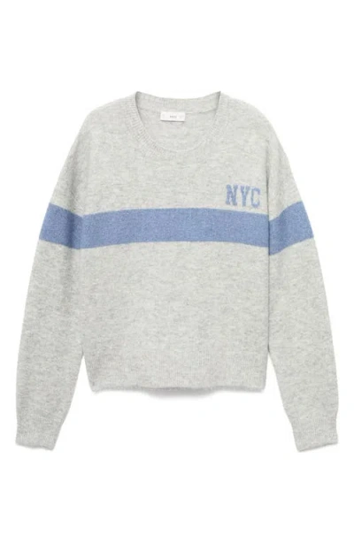 Mango Teen Nyc Intarsia Stripe Sweater In Gray