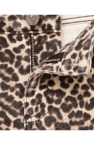 Mango Teen Leopard Print Patch Pocket Wide Leg Jeans In Neutral