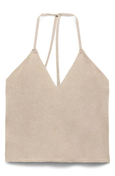 Mango Teen Knit Halter Top In Neutral