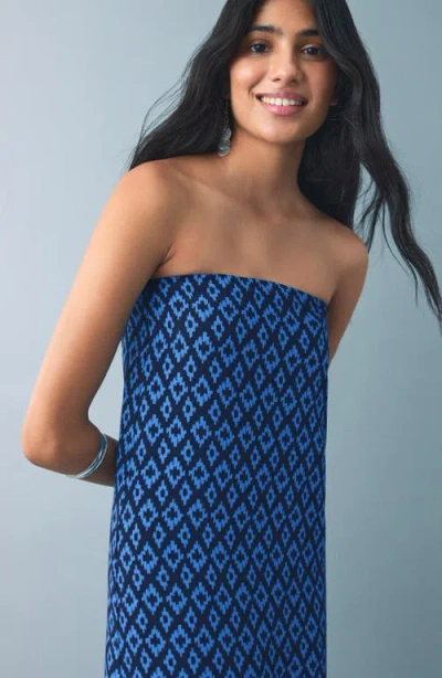 Mango Teen Print Strapless Maxi Dress In Blue