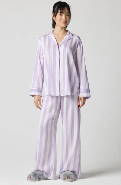Florence By Mills Drawstring Waist Satin Pajama Pants In Purple