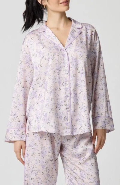 Florence By Mills Dream Satin Pajama Shirt In Purple