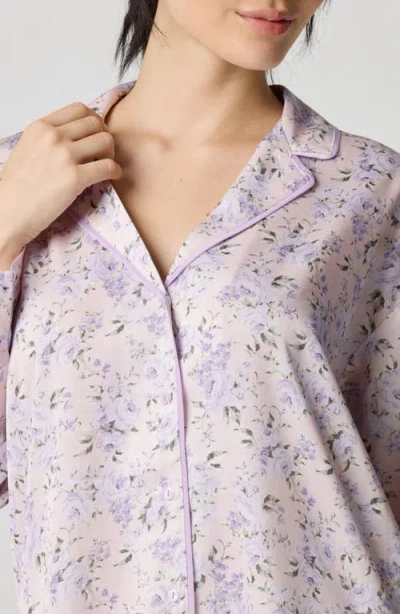 Florence By Mills Dream Satin Pajama Shirt In Purple