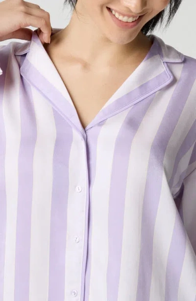 Florence By Mills Dream Satin Pajama Shirt In Purple