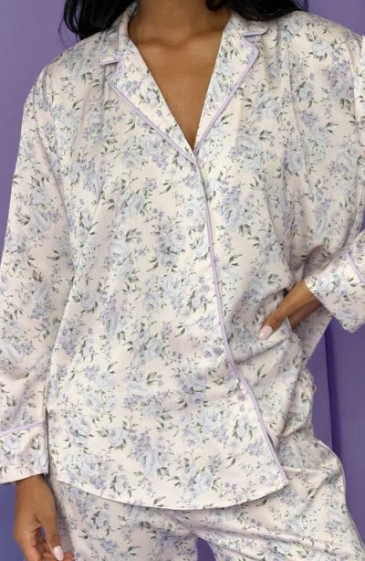 Florence By Mills Dream Satin Pajama Shirt In Purple