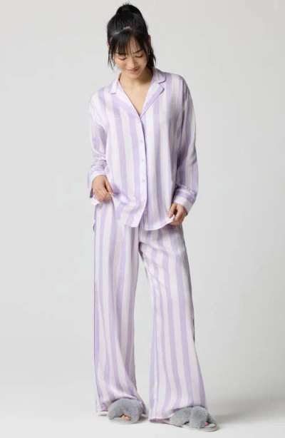 Florence By Mills Dream Satin Pajama Shirt In Purple