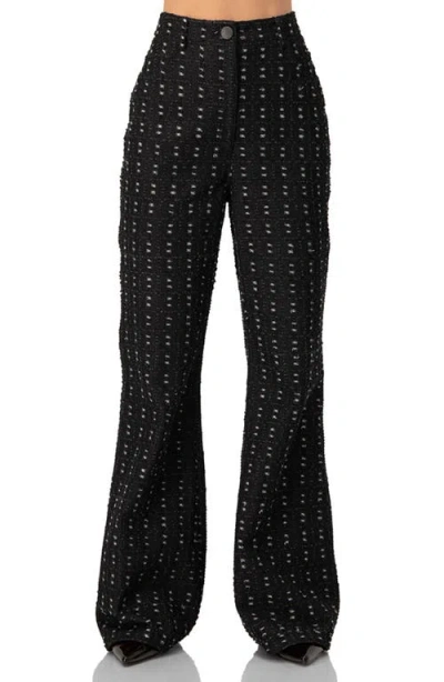 Ivonne Textured Wide-leg Jeans In Black