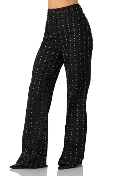 Ivonne Textured Wide-leg Jeans In Black