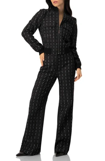 Ivonne Textured Wide-leg Jeans In Black