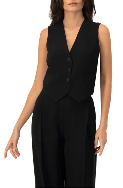 Ivonne Tailored Sleeveless Vest With Button Closure In Black