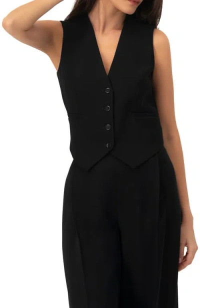 Ivonne Tailored Sleeveless Vest With Button Closure In Black