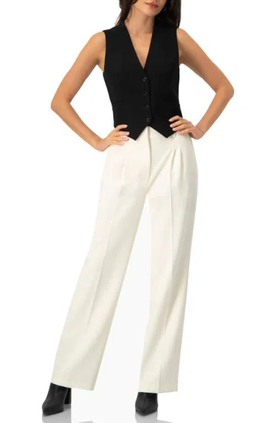 Ivonne Tailored Sleeveless Vest With Button Closure In Black