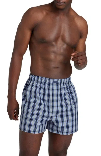 Tommy John Assorted 3-pack Woven Cotton Boxers In Blue