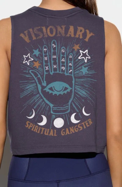 Spiritual Gangster Divine Eye Spirit Crop Graphic Tank In Black