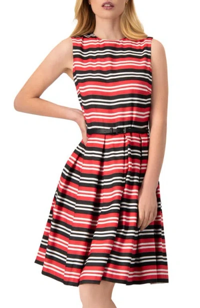 Ivonne Sleeveless Striped Fit & Flare Dress In Multi