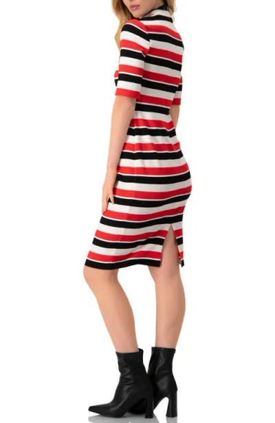 Ivonne Striped Fitted Midi Dress In Multi
