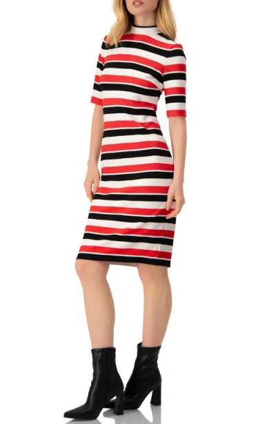 Ivonne Striped Fitted Midi Dress In Multi