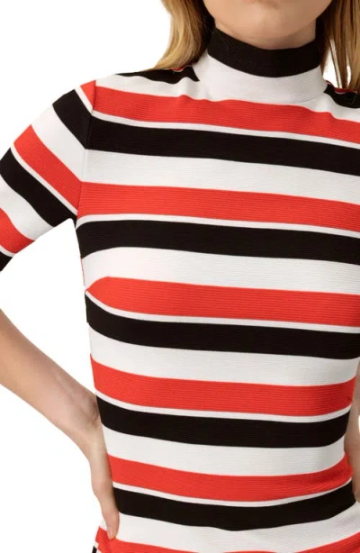 Ivonne Striped Fitted Midi Dress In Multi