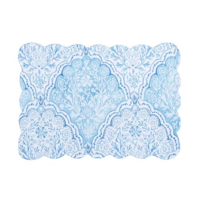 C & F Home C&f Home Chinoiserie Coast Reversible Machine Washable Scallop Quilt Placemats Set Of 6 In Blue